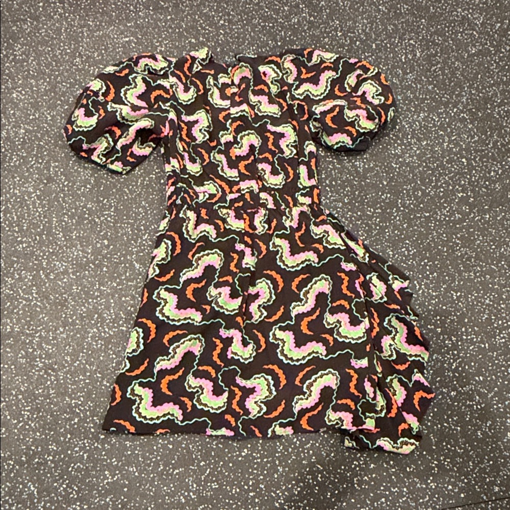 RHODE lined black multi colors Mini Dress Size 8 - Picture 3 of 6